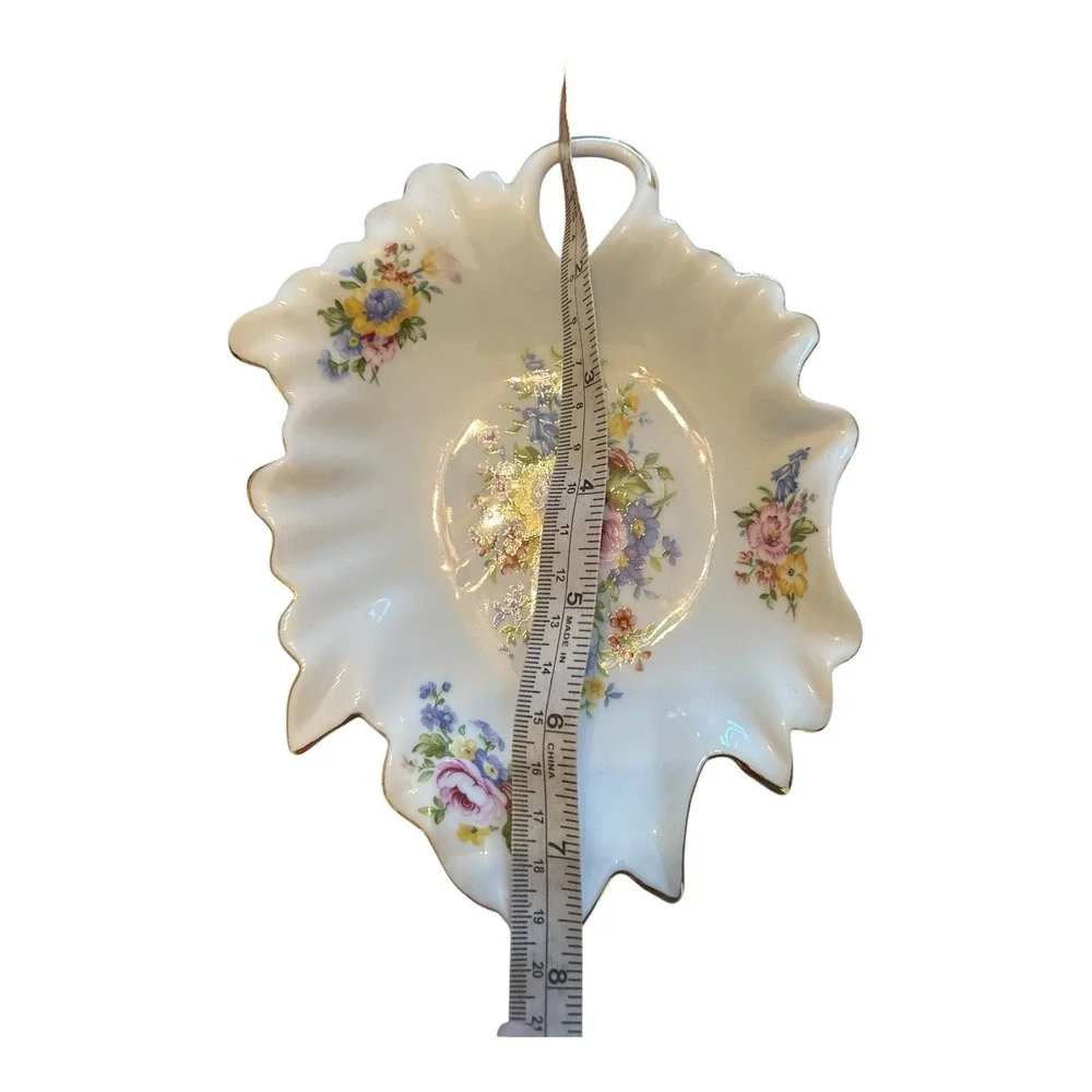 Antique Reflections I. Godinger Leaf Dish Floral  7.5